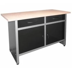 GERMANIA Werkbank Mit Metallgestell Und Holz-Arbeitsplatte