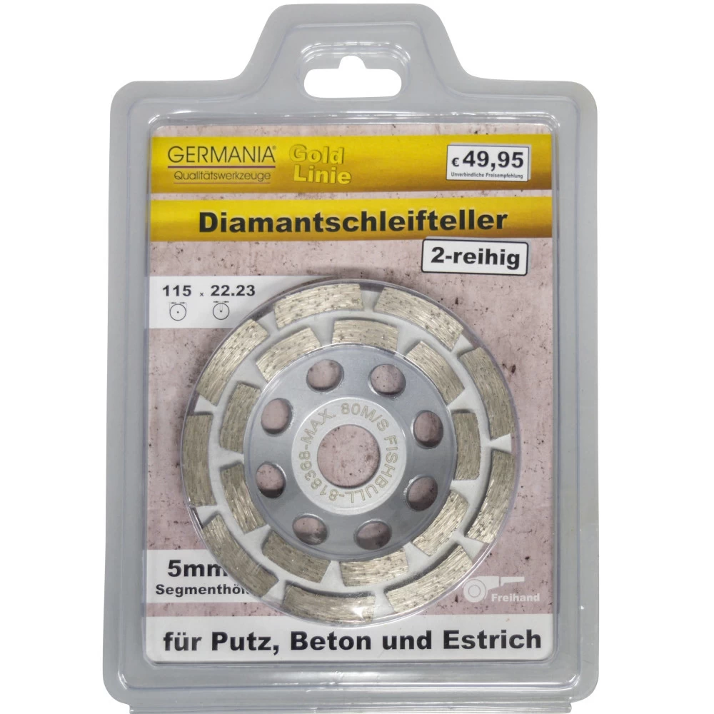 GERMANIA Diamantschleifteller zweireihig, 115 x 22,23 mm GERMANIA Diamantschleifteller Zweireihig, 115 X 22,23 Mm -Profi Werkzeug Geschaft
