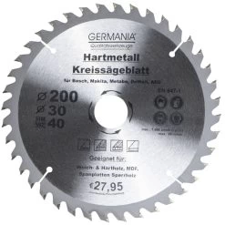 GERMANIA HM Kreissägeblatt Ø 200mm, 40 Zähne Für Holz