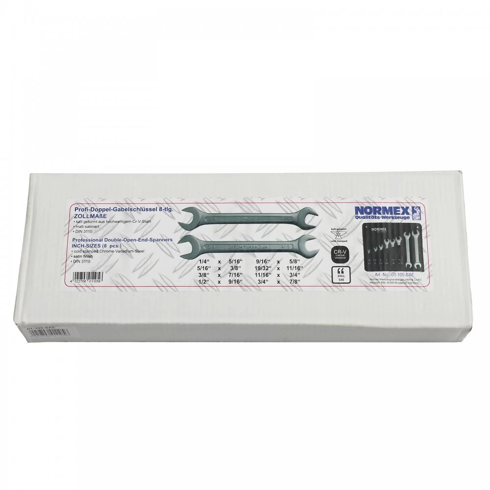 Normex Doppel Gabelschlüssel Set Zoll 8tlg. Maulschlüssel Doppelmaulschlüssel Normex Doppel Gabelschlüssel Set Zoll 8tlg. Maulschlüssel Doppelmaulschlüssel -Profi Werkzeug Geschaft