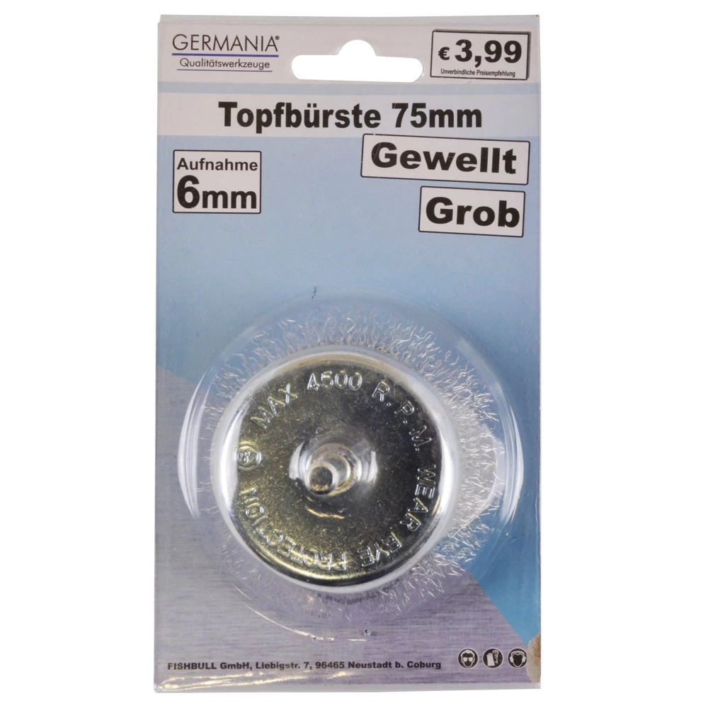 Topfbürste grob gewellt Ø75mm Stahldraht Topfbürste Grob Gewellt Ø75mm Stahldraht -Profi Werkzeug Geschaft