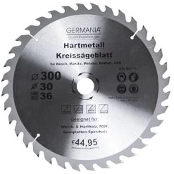 GERMANIA HM Kreissägeblatt Ø 300mm, 36 Zähne Für Holz