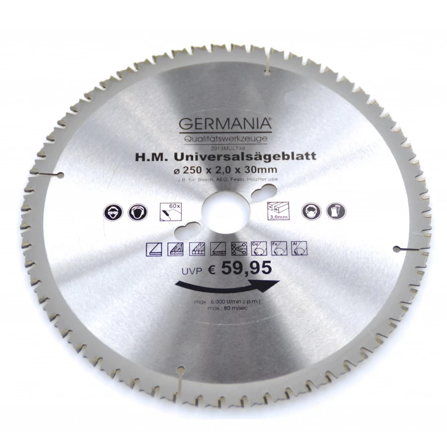 HM Multi Sägeblatt 250x30mm 60Zähne universal Alu Holz Kunststoff Kreissägeblatt HM Multi Sägeblatt 250x30mm 60Zähne Universal Alu Holz Kunststoff Kreissägeblatt -Profi Werkzeug Geschaft 7067 hm multi saegeblatt 250x30mm 60zaehne universal alu