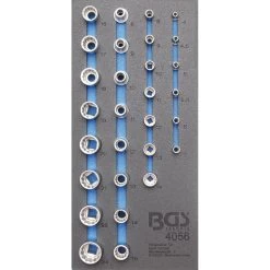 BGS Werkstattwageneinlage 189 X 408x 32 Mm, Größe 1/3 Mit 29 Schlüssel-Einsätzen Für 1/4" Und 1/2"