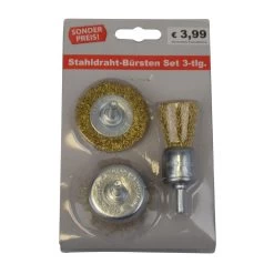 Stahldraht-Bürsten Set 3-teilig