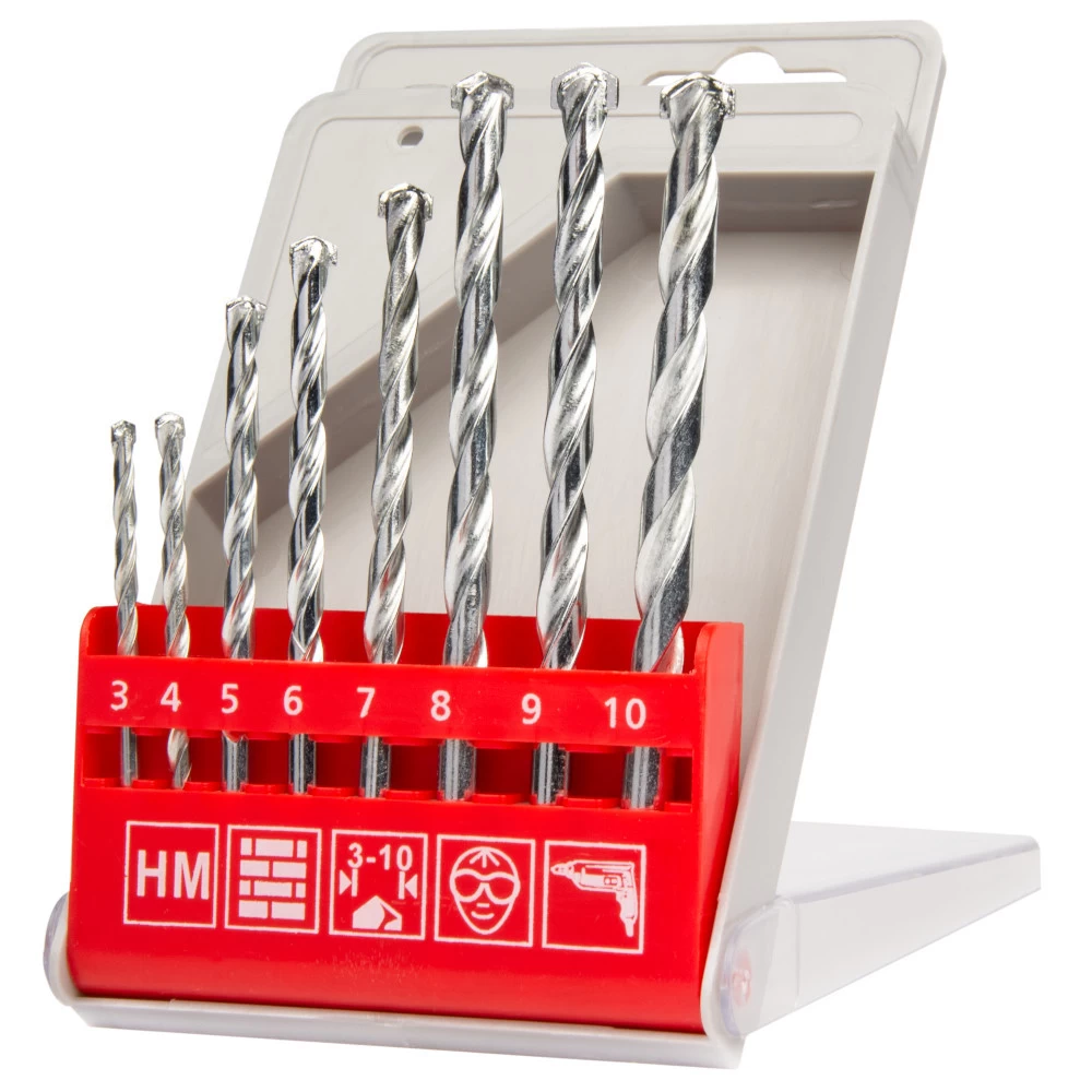 HM Steinbohrersatz 8-teilig 3-10 mm aus verzinktem Stahl HM Steinbohrersatz 8-teilig 3-10 Mm Aus Verzinktem Stahl -Profi Werkzeug Geschaft